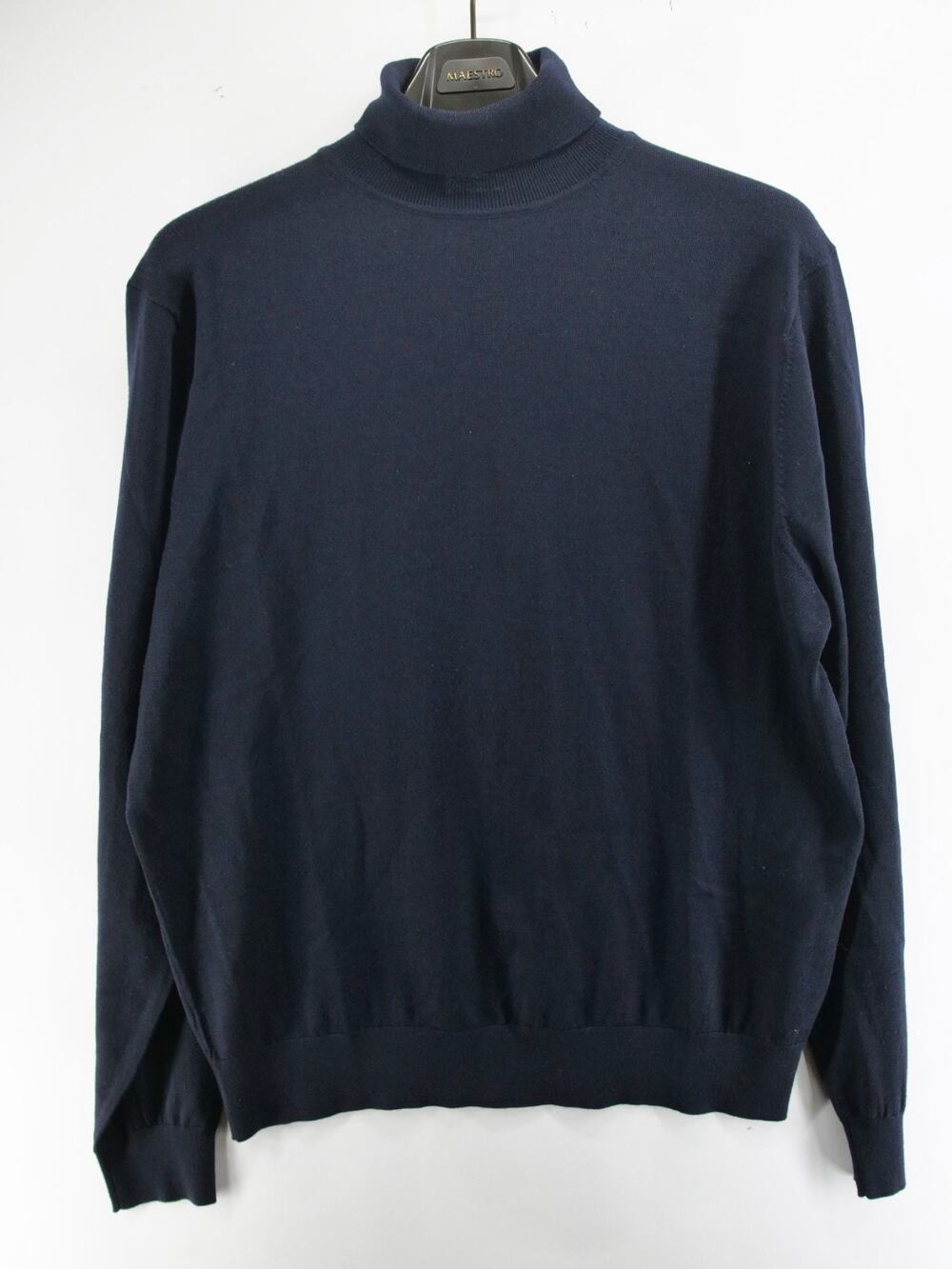 Suitsupply Sweater Men 2XL Merino Wool Turtleneck Blue Preppy Minimalist